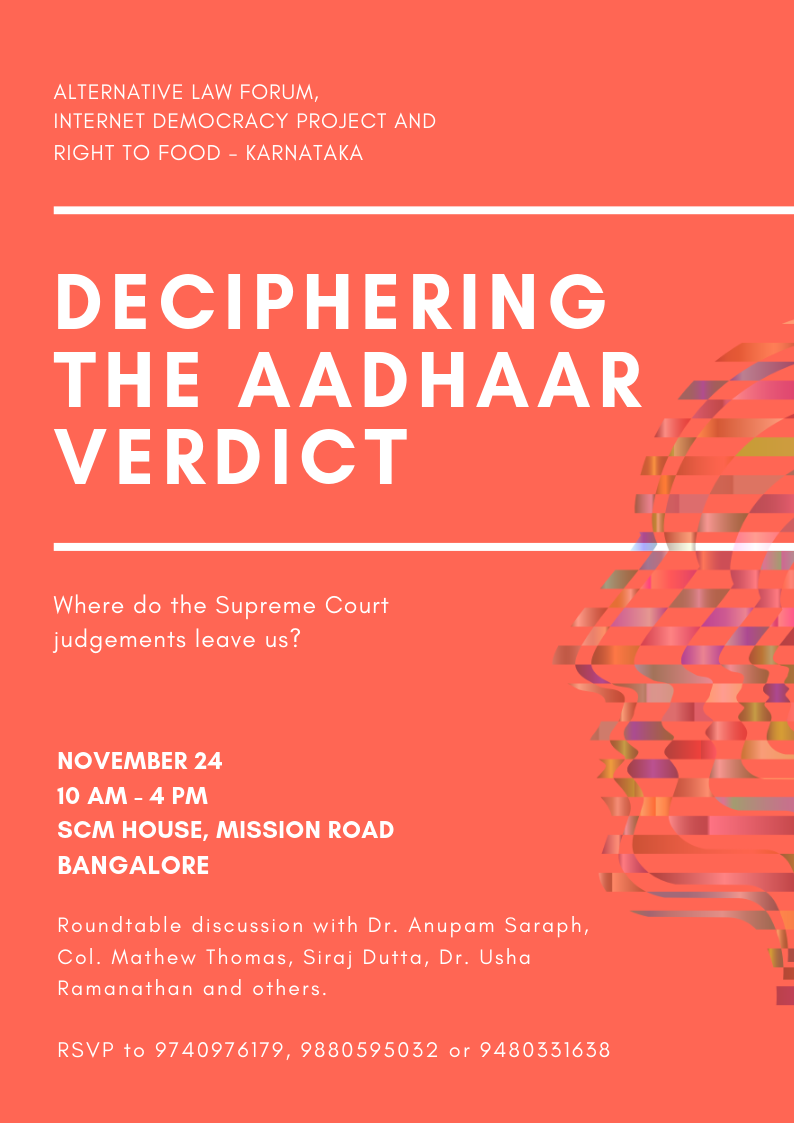 Deciphering Aadhaar verdict event poster